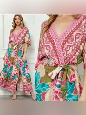 Figeroao & Flowers Anthropologie  Shirt Dress Pink  size Small & Medium